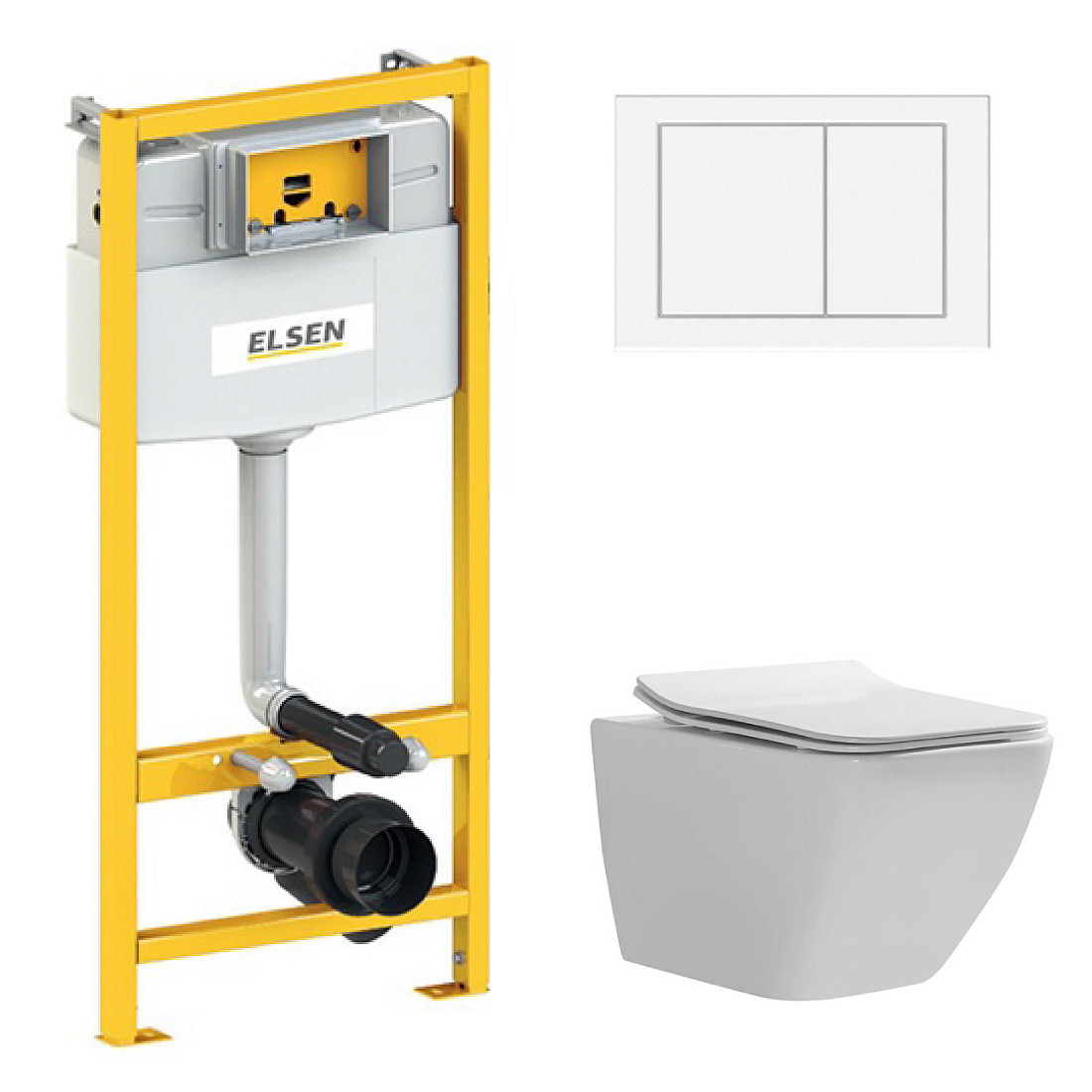 Комплект Elsen E05 унитаз подвесной 817B-2 + инсталляция EIN500.1120 + кнопка 818B