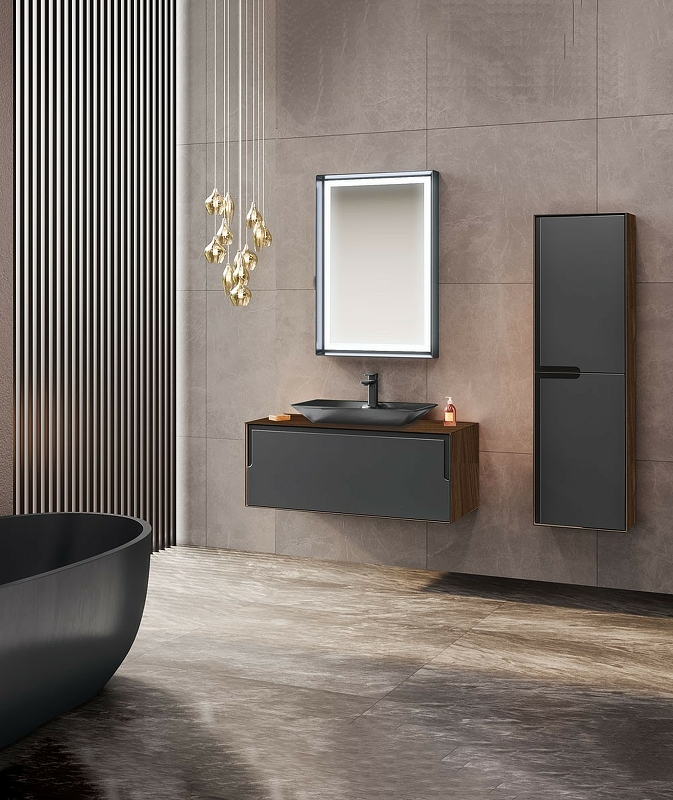 Мебель для ванной Orka Craft 80 подвесная, орех/антрацит
