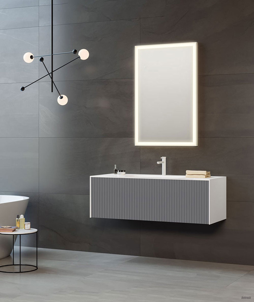 Мебель для ванной Orka Cube 80 подвесная, белый/антрацит матовый