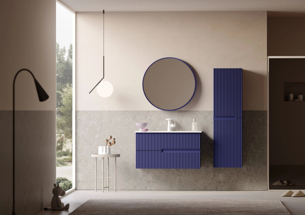 Мебель для ванной Orka Moonlight 90 подвесная, синий матовый