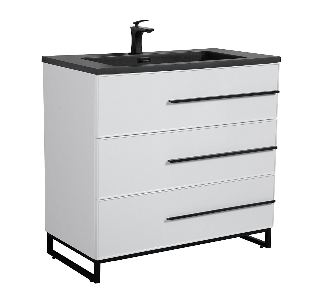 Тумба с раковиной PARLY Spa Bella-T90 напольная, белый глянцевый