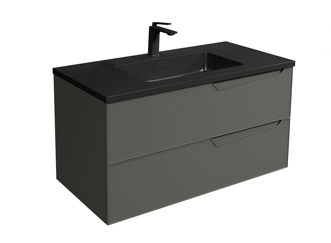 Тумба с раковиной PARLY Spa Rhea 100 подвесная, темно-серый