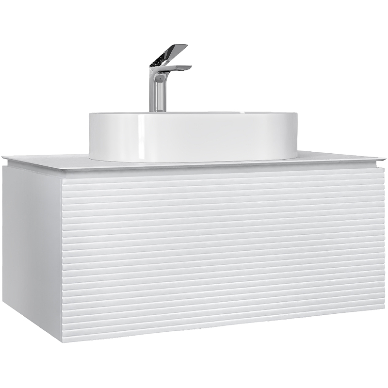 Тумба с раковиной Jorno Stone 100 подвесная, белый