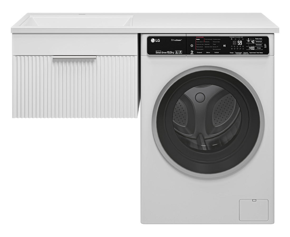 Тумба с раковиной Brevita Enfida 120 подвесная, под стиральную машину, белый