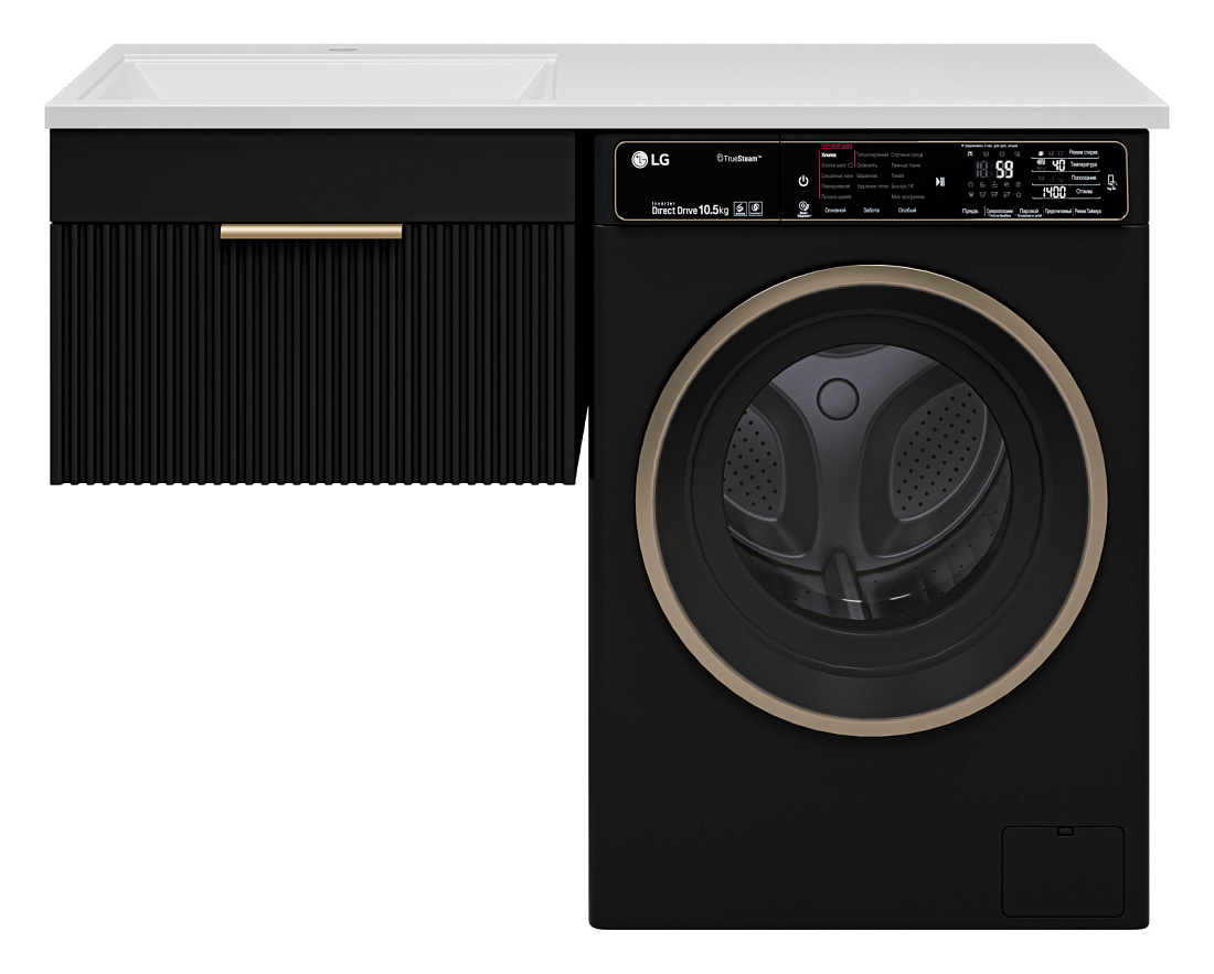 Тумба с раковиной Brevita Enfida 120 подвесная, под стиральную машину, черный