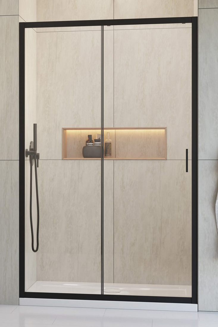 Душевая дверь в нишу Radaway Alienta Black DWJ 100x190 профиль черный, прозрачное стекло