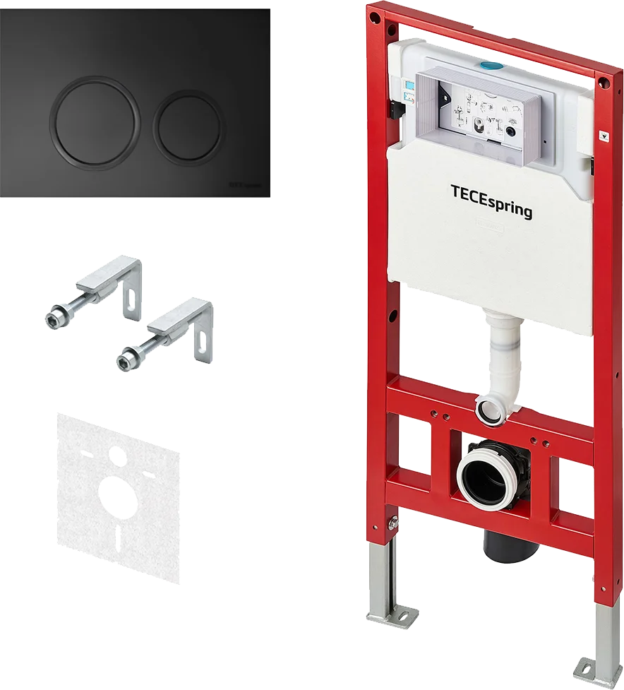 Инсталляция для унитазов TECE TECEspring S955104 4 в 1 с кнопкой смыва черный матовый