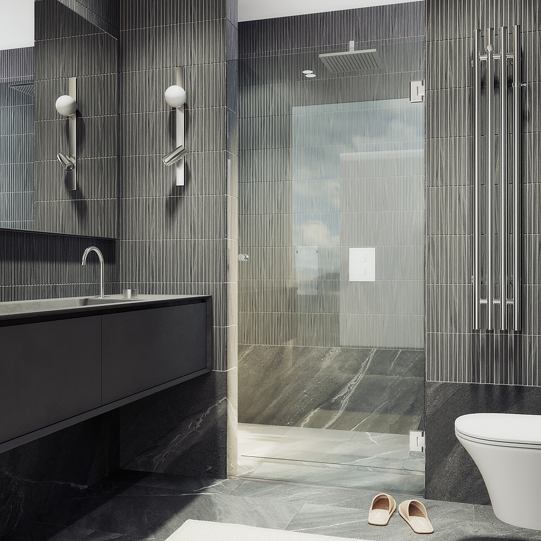 Душевая дверь в нишу Maybah Glass MGD-509-4 90,5х195 см, профиль хром глянцевый, стекло прозрачное