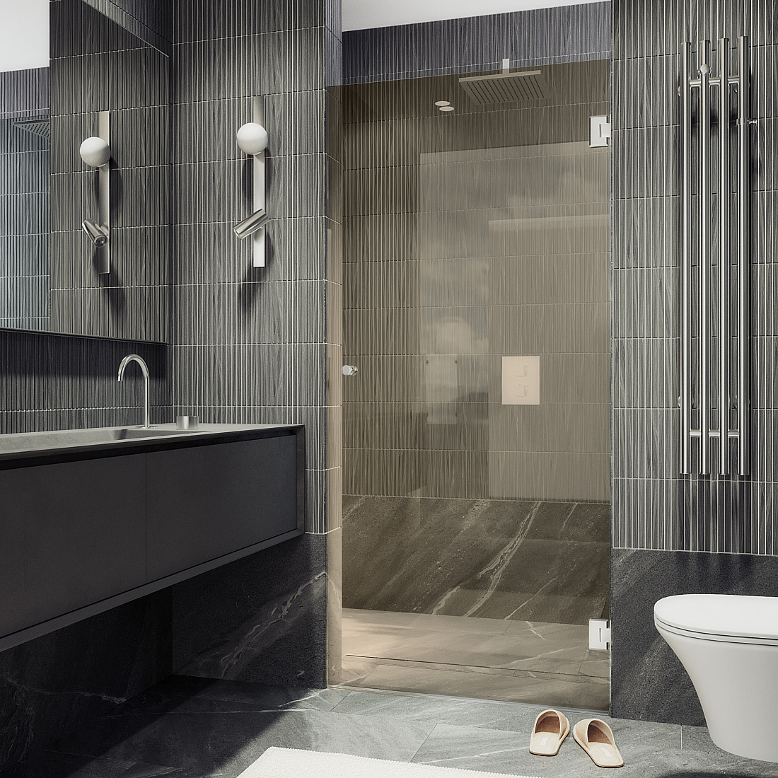 Душевая дверь в нишу Maybah Glass MGD-515-4 70,5х195 см, профиль хром глянцевый, стекло бронза