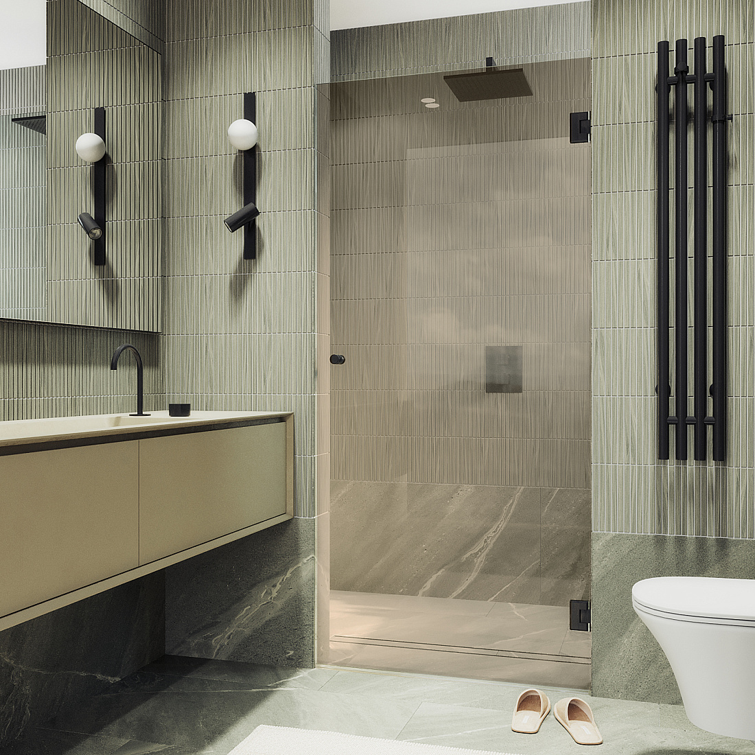 Душевая дверь в нишу Maybah Glass MGD-520-6 80,5х195 см, профиль черный, стекло бронза