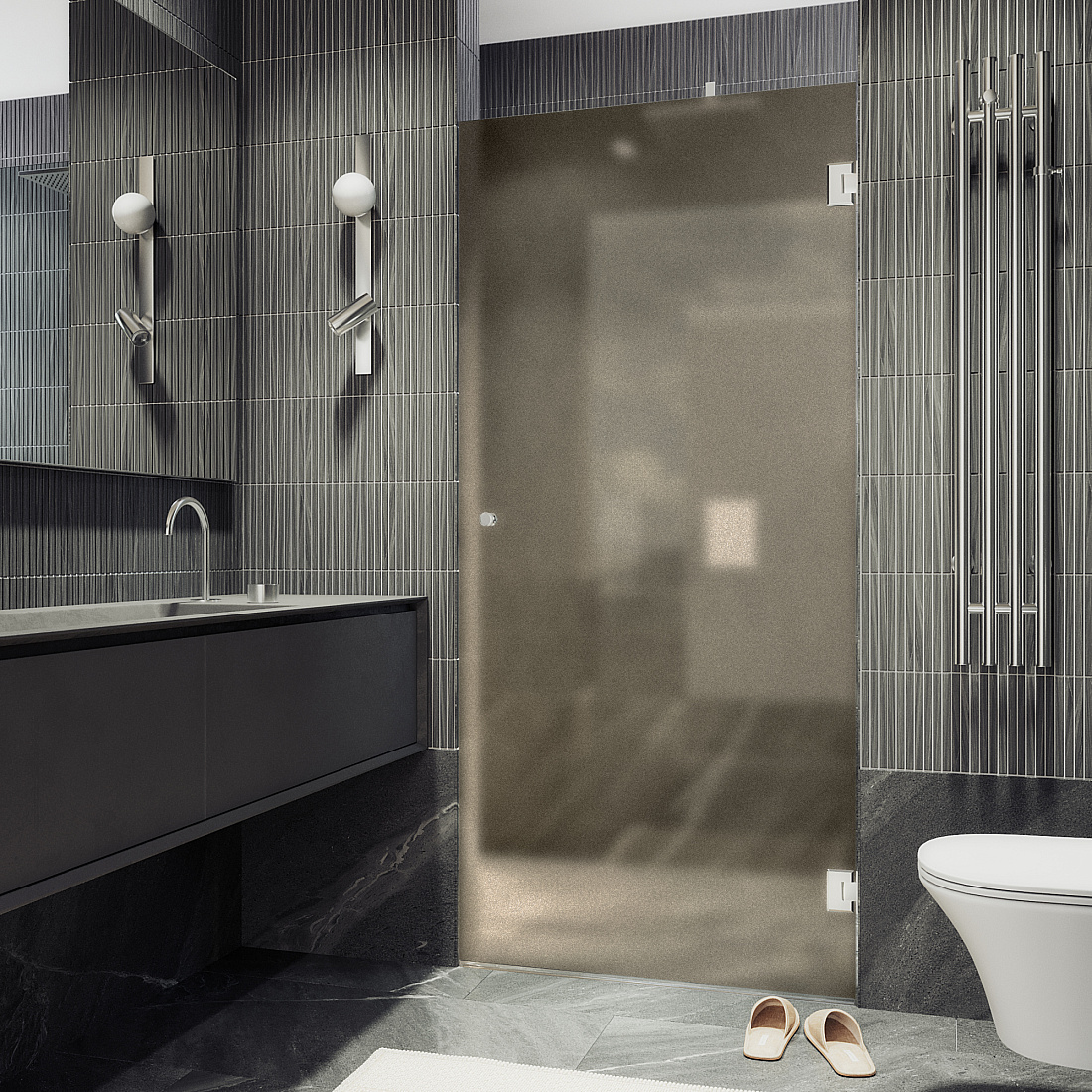 Душевая дверь в нишу Maybah Glass MGD-516-4 70,5х195 см, профиль хром глянцевый, стекло бронза матовое