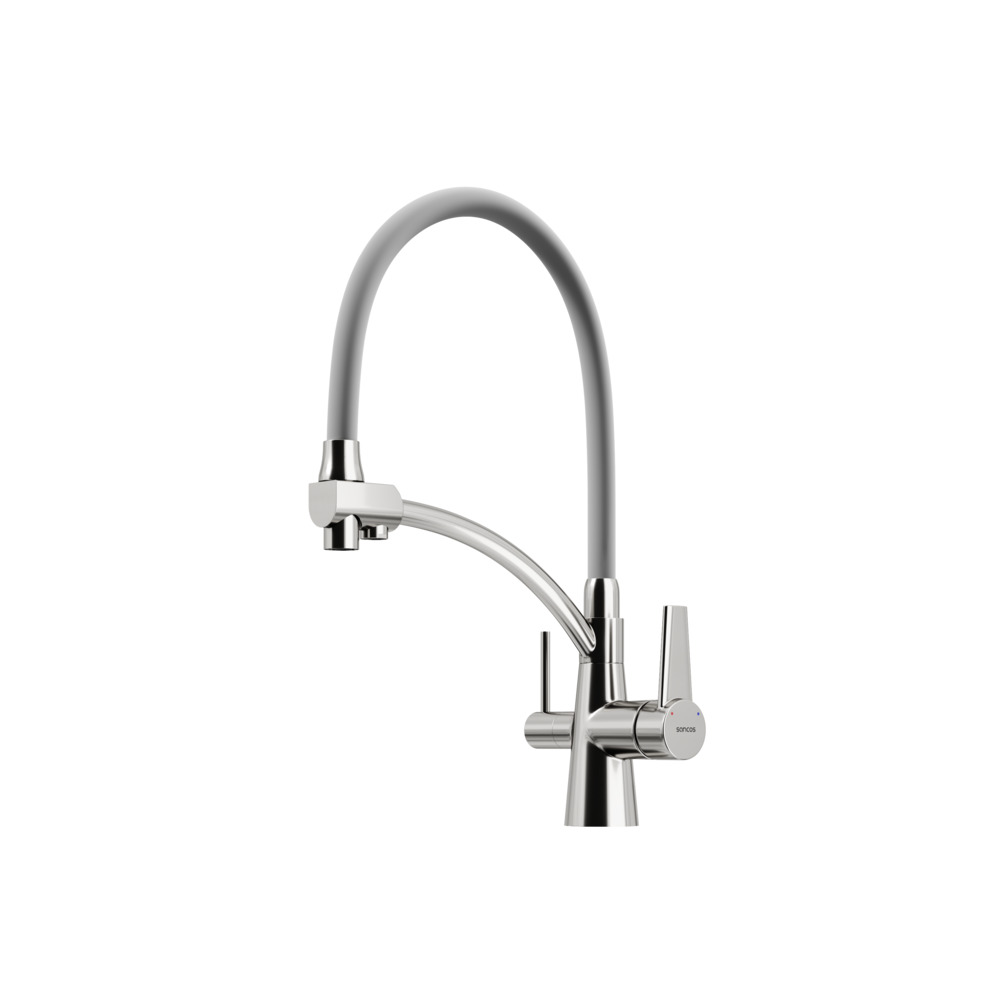 Смеситель Sancos Eri SC4001BN для кухонной мойки, с гибким изливом, брашированный никель