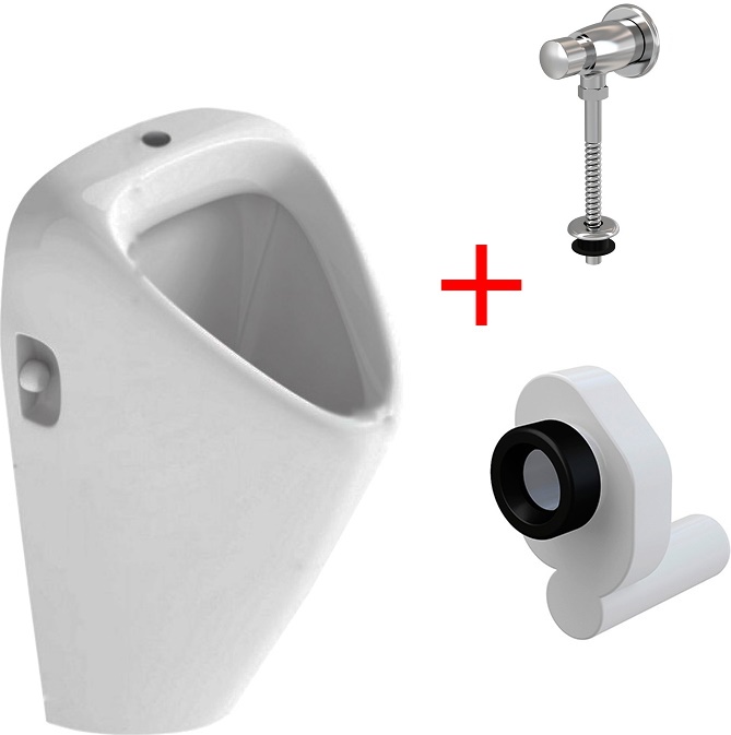 Комплект  Писсуар Sanita luxe Long + Сифон для писсуара AlcaPlast A45B горизонтальный + Смывное устройство AlcaPlast ATS001