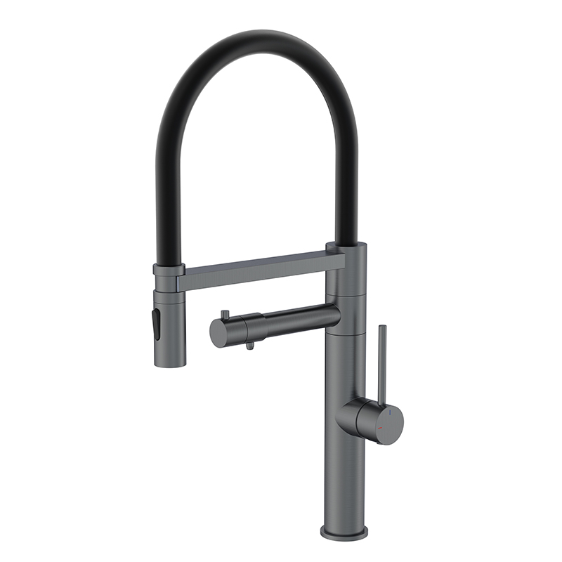 Смеситель для кухонной мойки Panta PT458007BGMB оружейная сталь, шланг черный