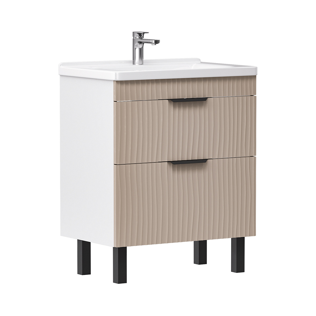 Тумба с раковиной Volna Lotty 70.2Y напольная, латте/белый