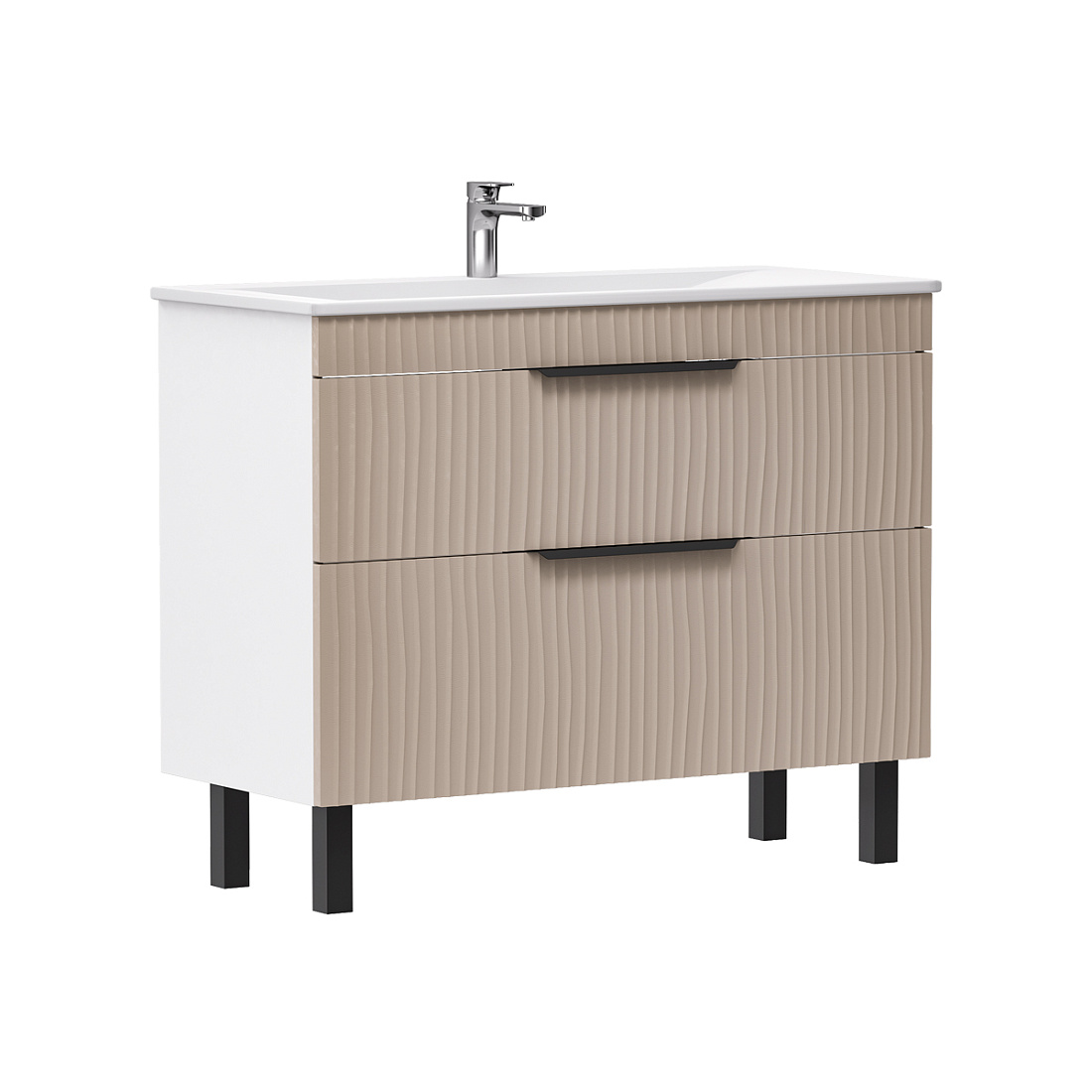 Тумба с раковиной Volna Lotty 100.2Y напольная, латте/белый