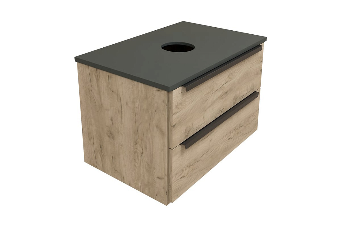 Тумба с раковиной Teymi Helmi 70 подвесная, дуб крафт/графит матовый