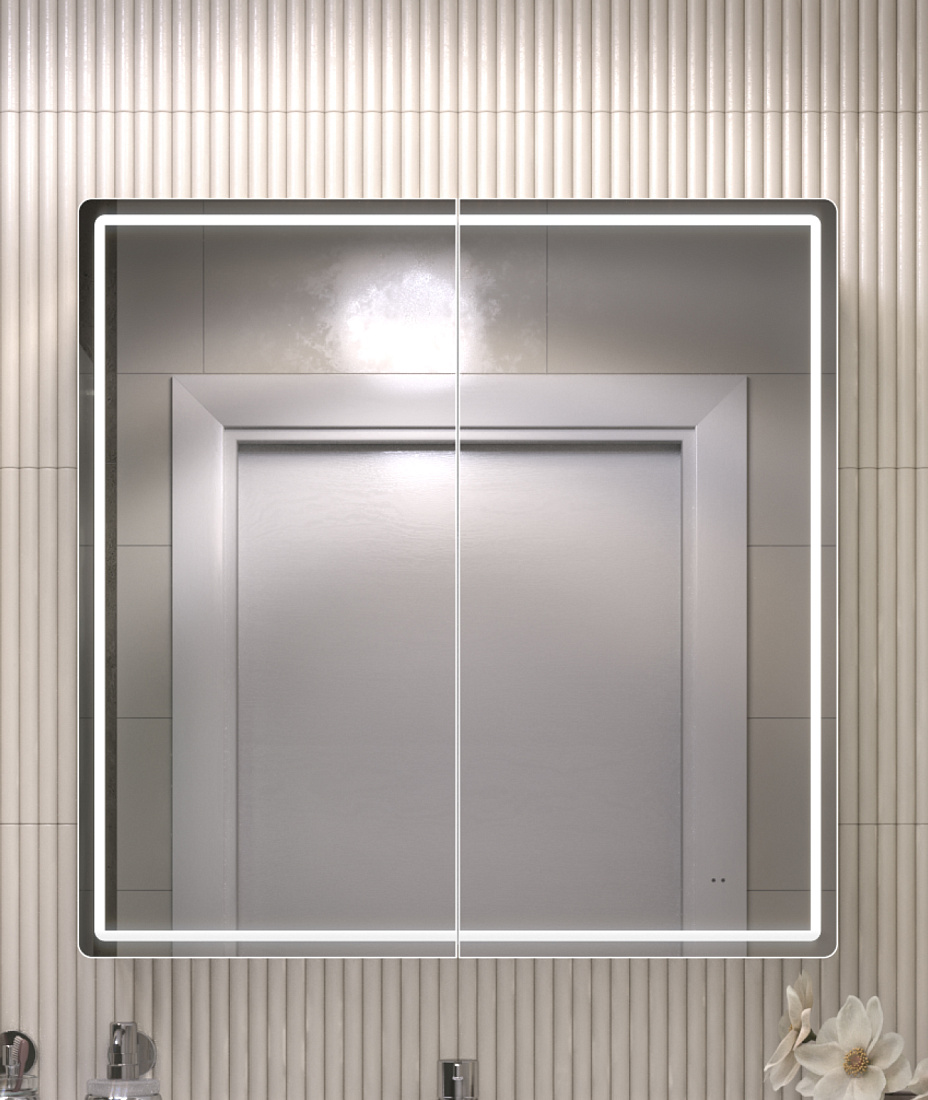 Зеркало-шкаф Vigo Geometry 80 с LED подсветкой, бесконтактное включение (на взмах)