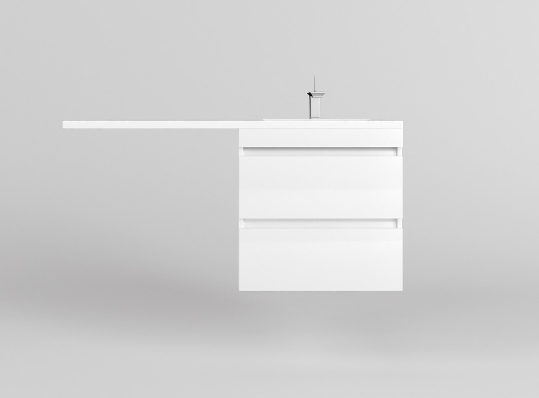 Тумба с раковиной Style Line Даллас Леон 120 R Люкс Plus подвесная, 2 ящика, белая