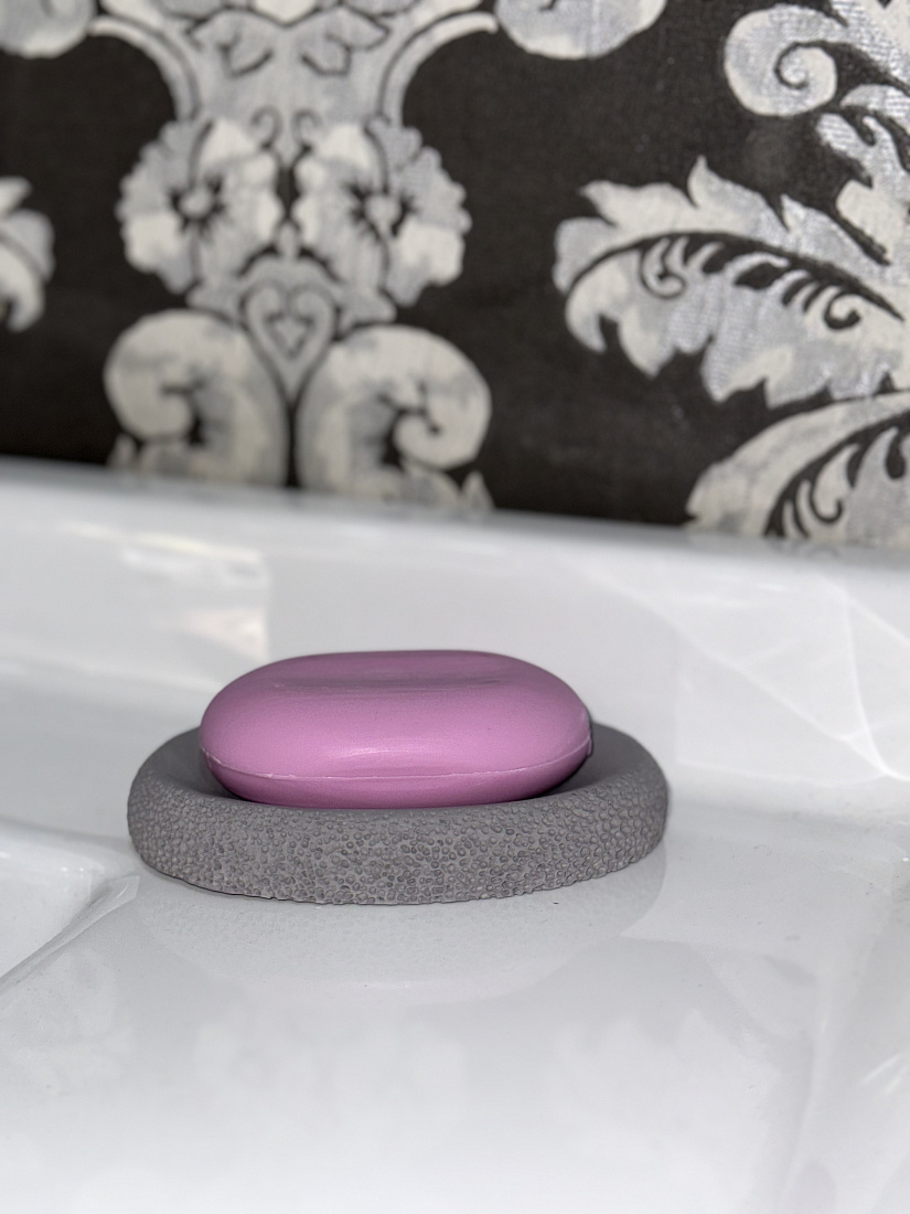 Мыльница Гипсолион Бриз графит, ручная работа