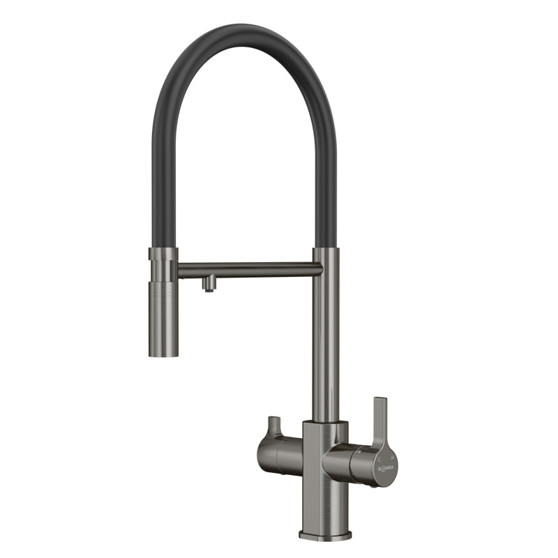 Смеситель для кухонной мойки Elghansa 56F5511-Gun оружейная сталь/черный