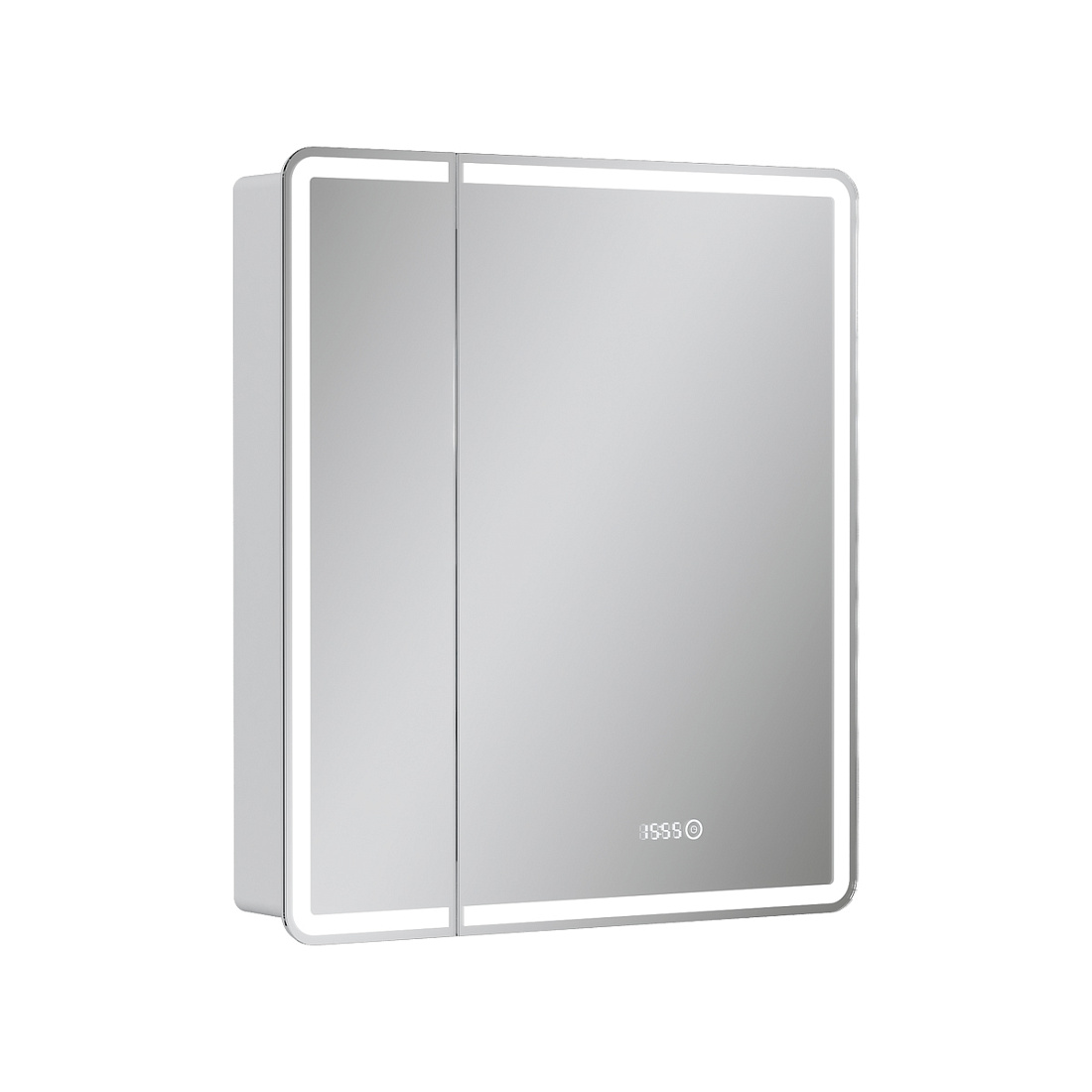 Зеркало-шкаф Equil Nice 70 с LED подсветкой, с часами, белый