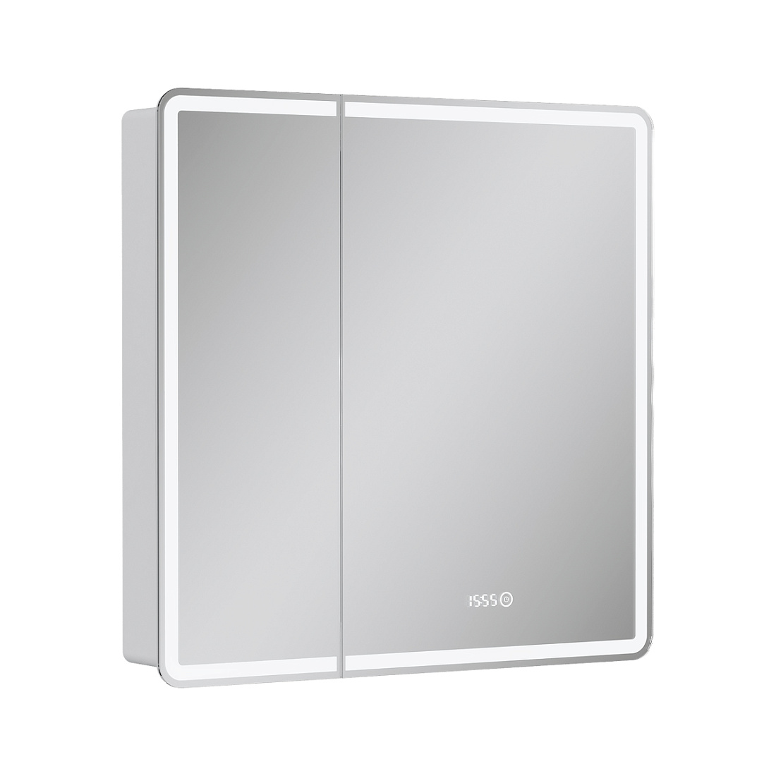 Зеркало-шкаф Equil Nice 80 с LED подсветкой, с часами, белый