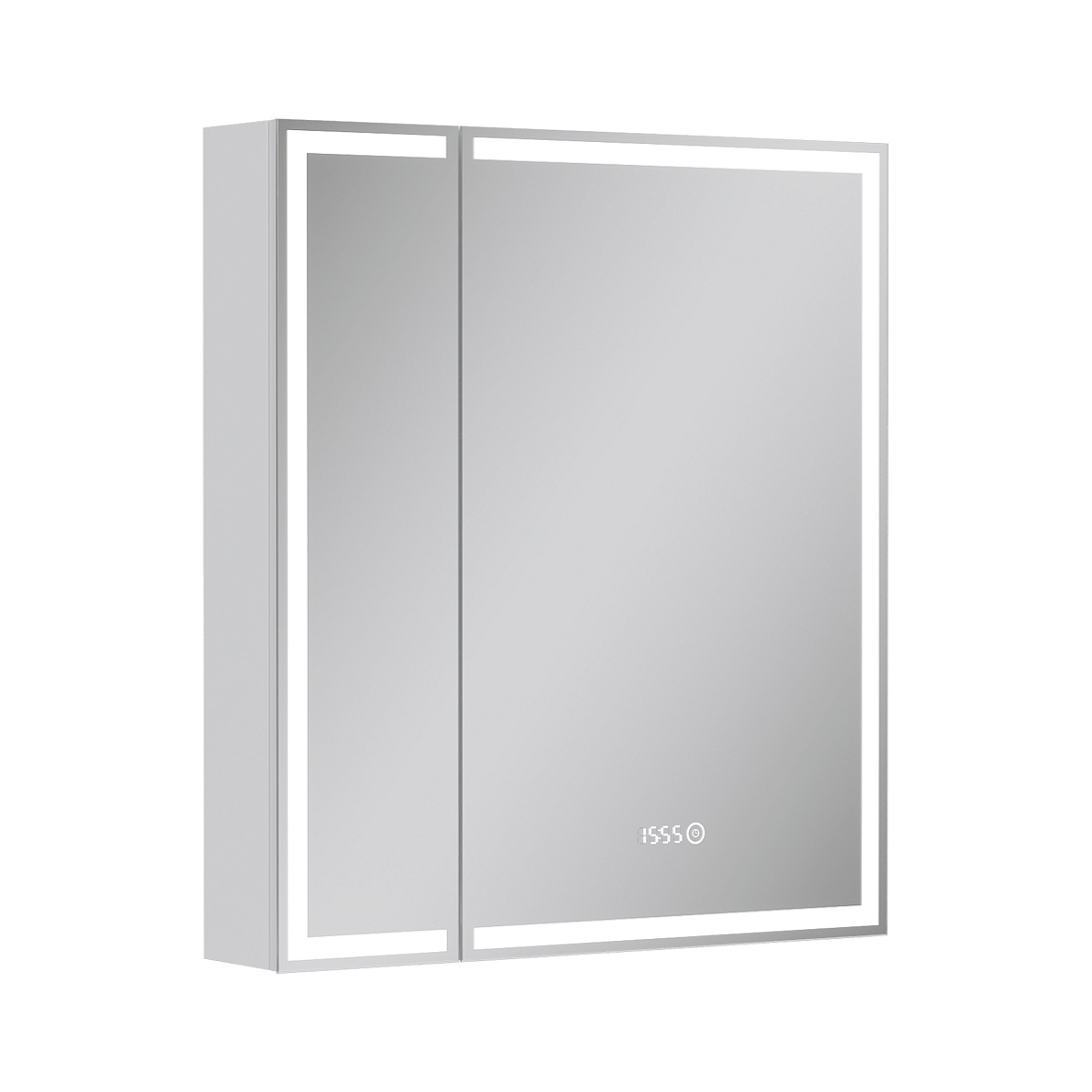 Зеркало-шкаф Equil Corner 70 с LED подсветкой, с часами, белый