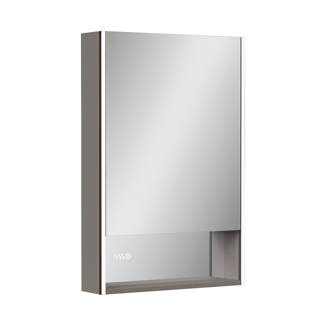 Зеркало-шкаф Equil Ferro 60 R с LED подсветкой, с часами, лен антрацит