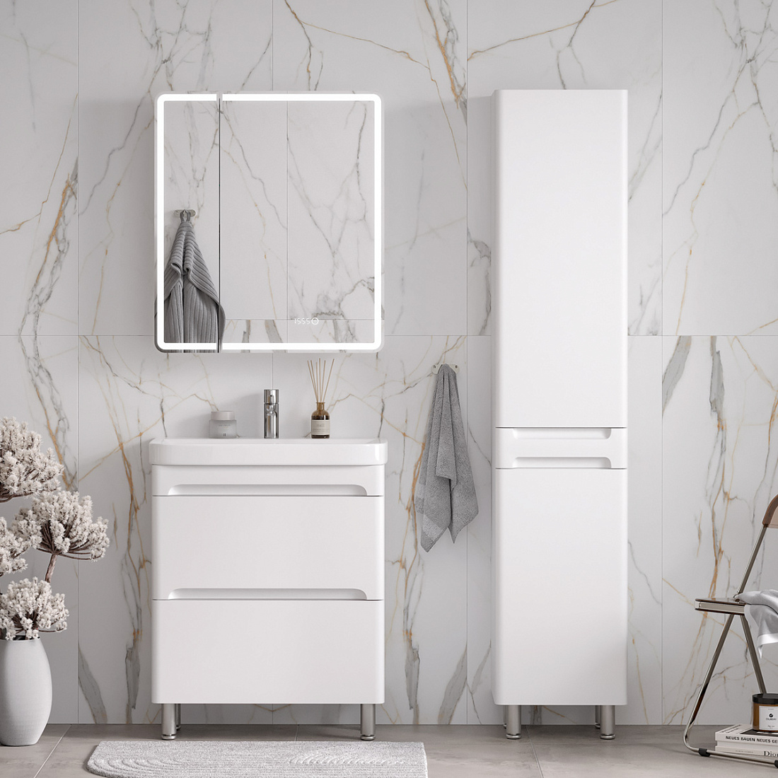 Мебель для ванной Equil Nice 70.2Y напольная, белый матовый