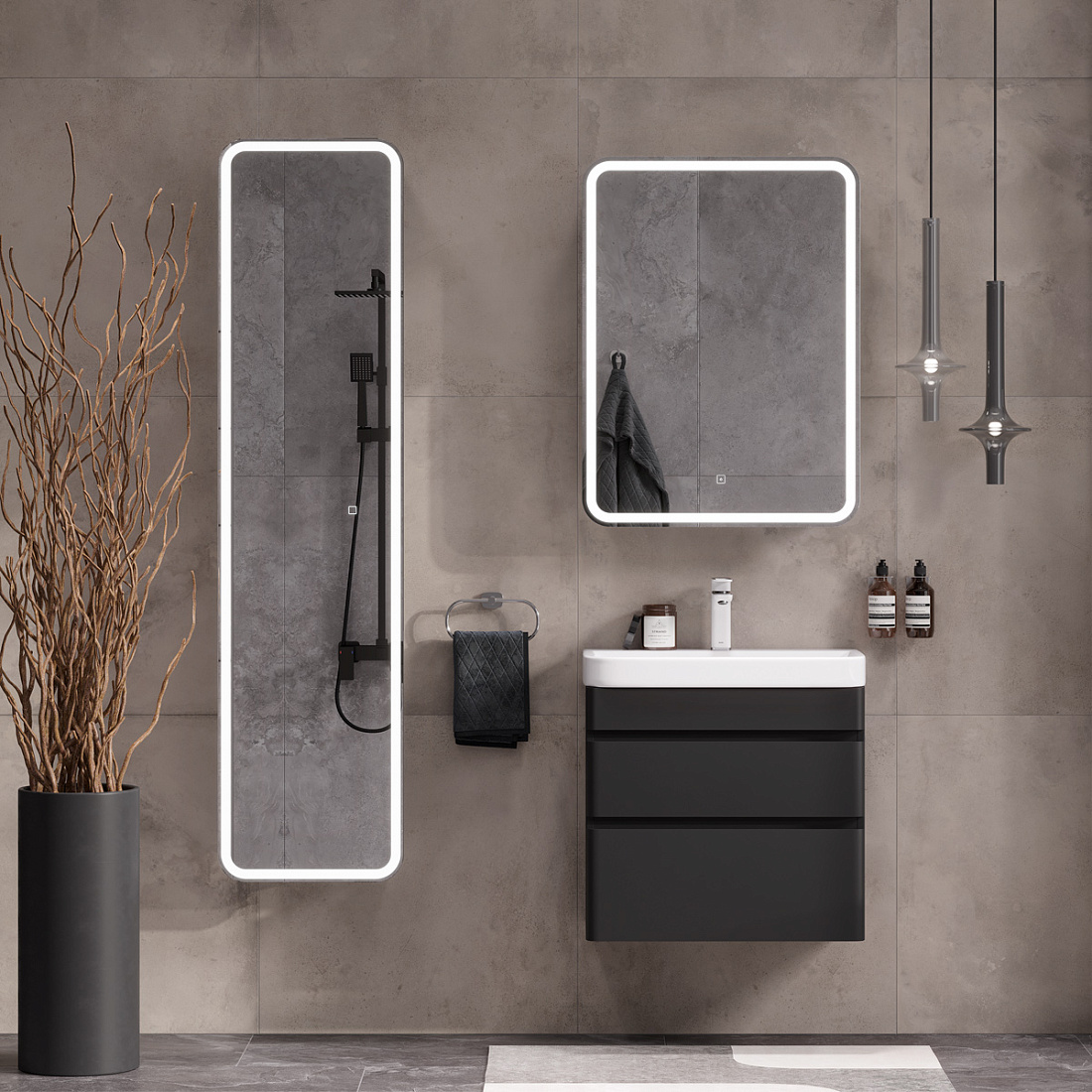 Мебель для ванной Equil Eltoro 60.2Y подвесная, черный софт