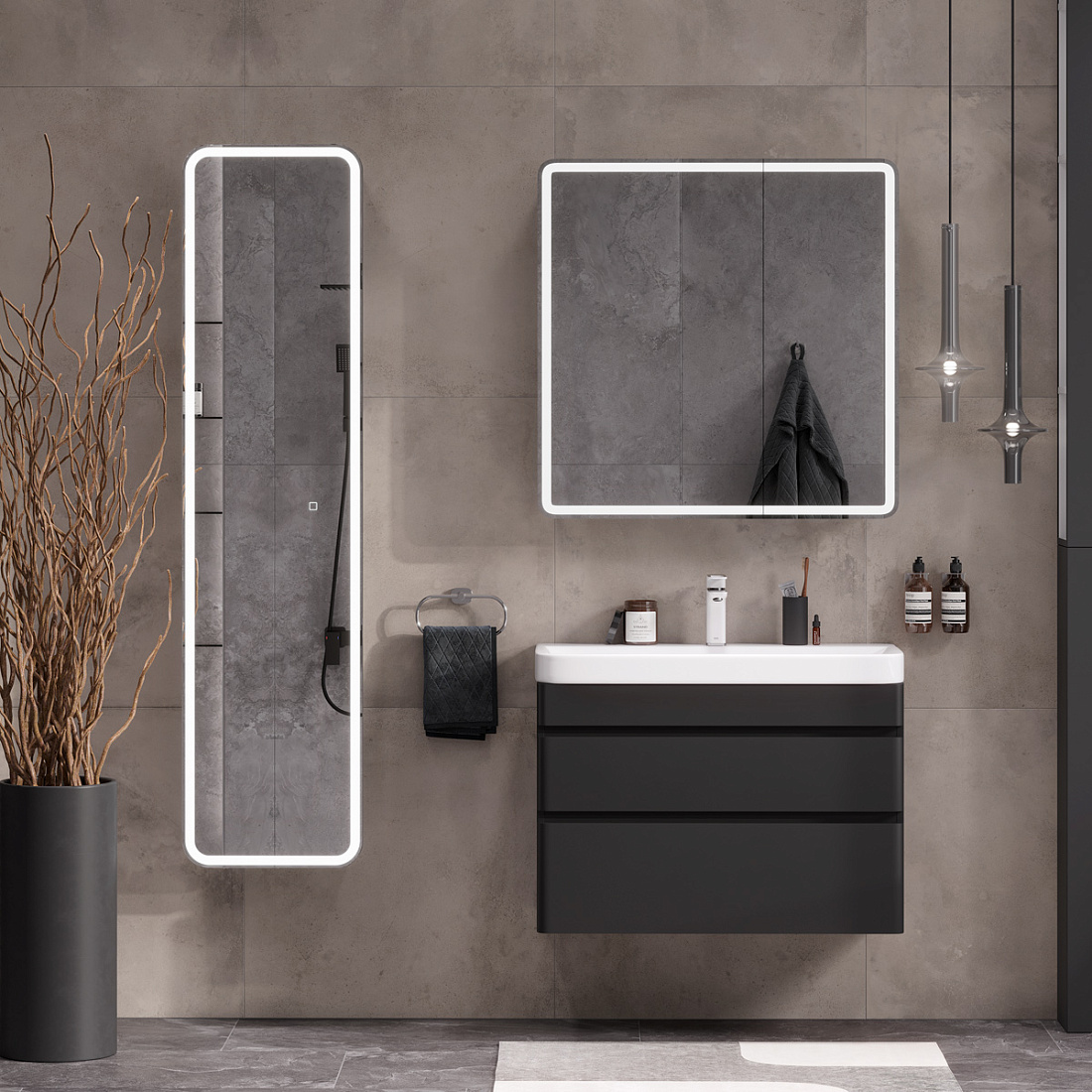 Мебель для ванной Equil Eltoro 80.2Y подвесная, черный софт