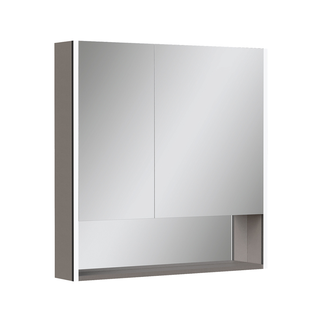 Зеркало-шкаф Equil Smile 80 с LED подсветкой, лен антрацит