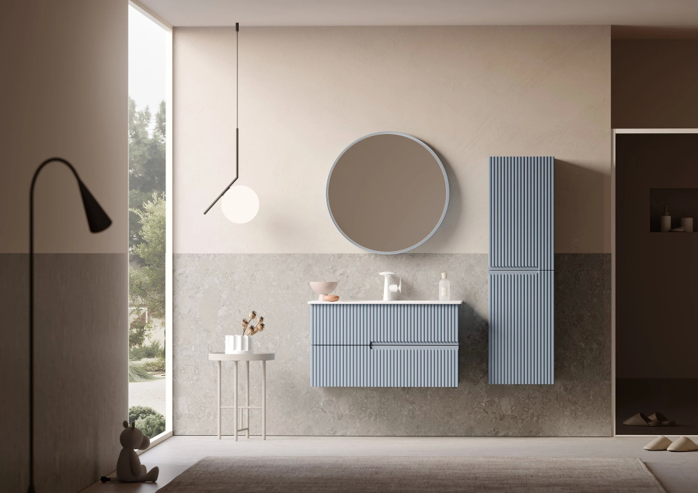 Мебель для ванной Orka Moonlight 90 подвесная, голубой матовый