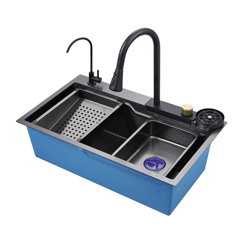 Мойка кухонная Oute T87846H 75x46 см со смесителем черная