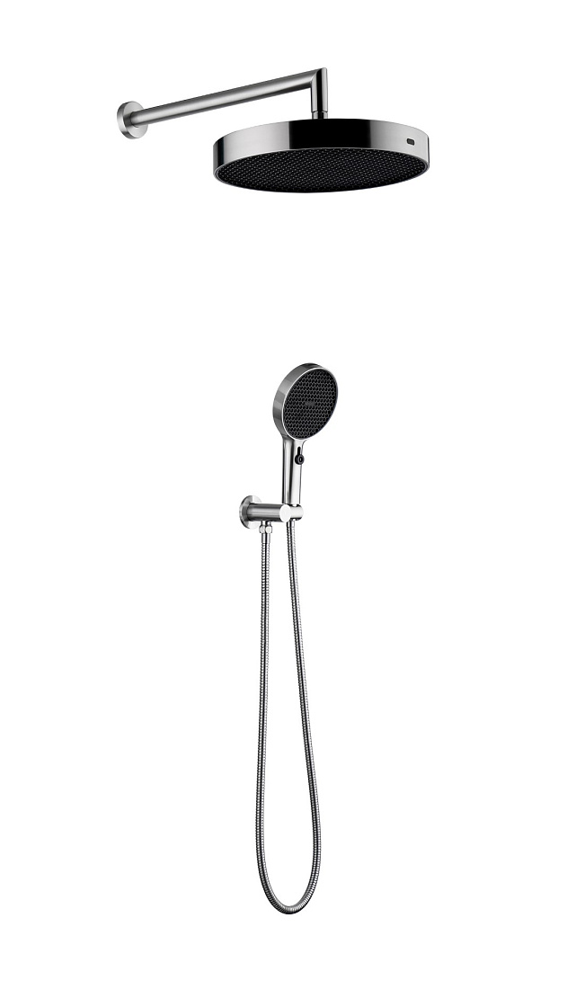 Душевой гарнитур с верхним душем Boheme Cell 427-NB никель брашированный