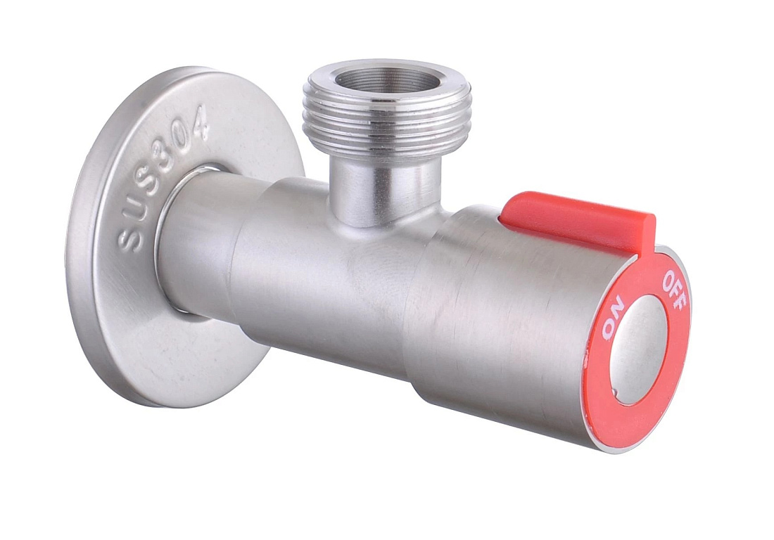 Вентиль Fmark FS(005)10 3/4 угловой, хром/красный