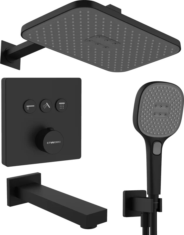 Душевой комплект STWORKI Гетеборг S03240BK черный матовый