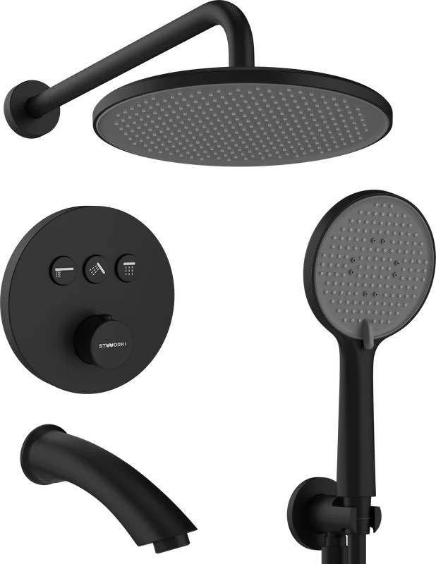 Душевой комплект STWORKI Левангер S07210BK черный матовый