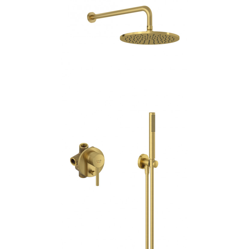 Душевая система Kludi Bozz 38736N076 7 в 1 встраиваемая, брашированное золото