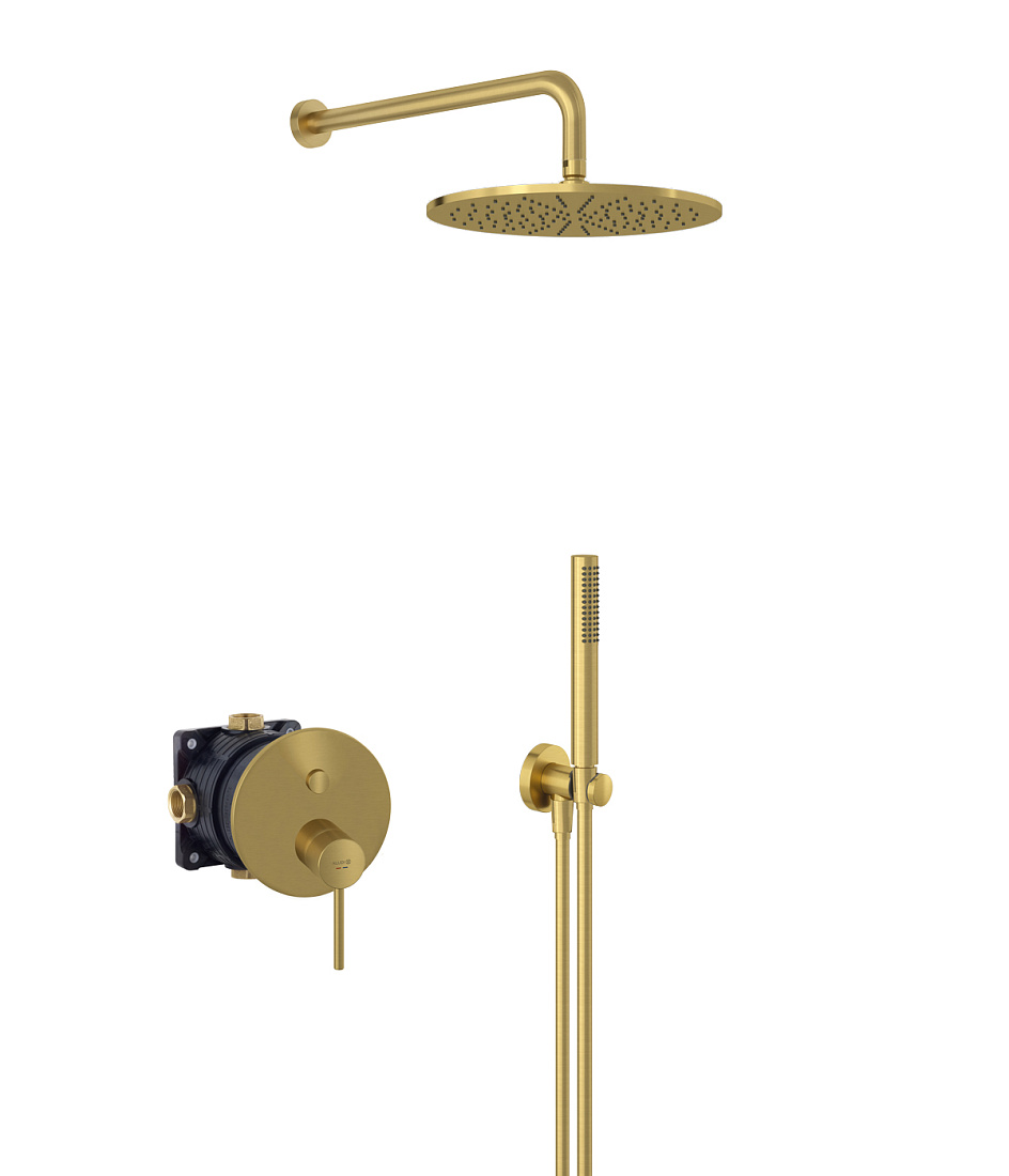 Душевая система Kludi Bozz 38658N076 7 в 1 встраиваемая, брашированное золото