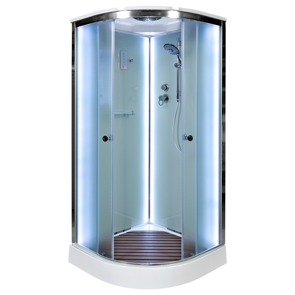 Душевая кабина DTO D01SLED 100х100х220 см, стекло матовое, профиль глянцевый хром