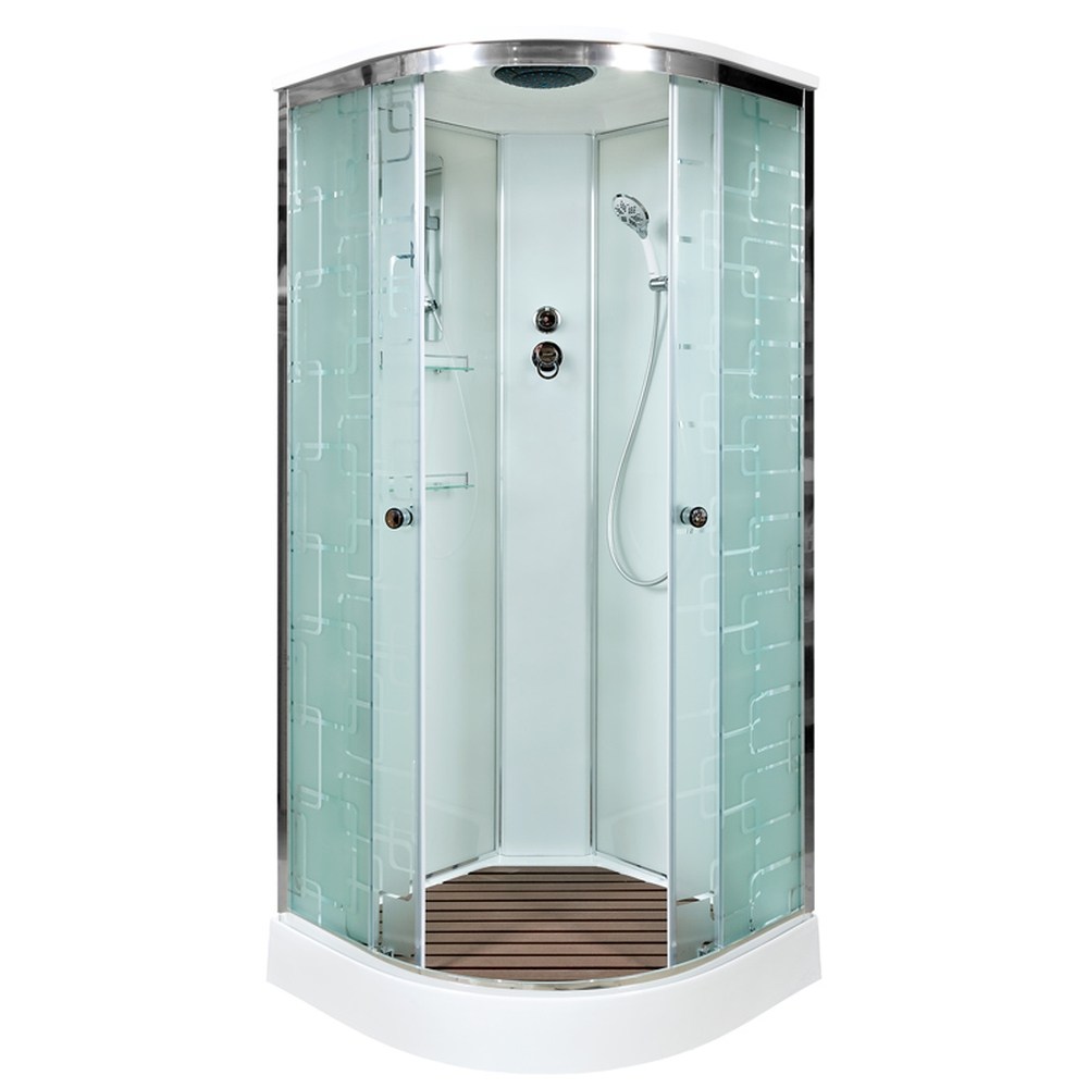 Душевая кабина DTO EM1580 80х80х220 см, стекло с узором, профиль глянцевый хром