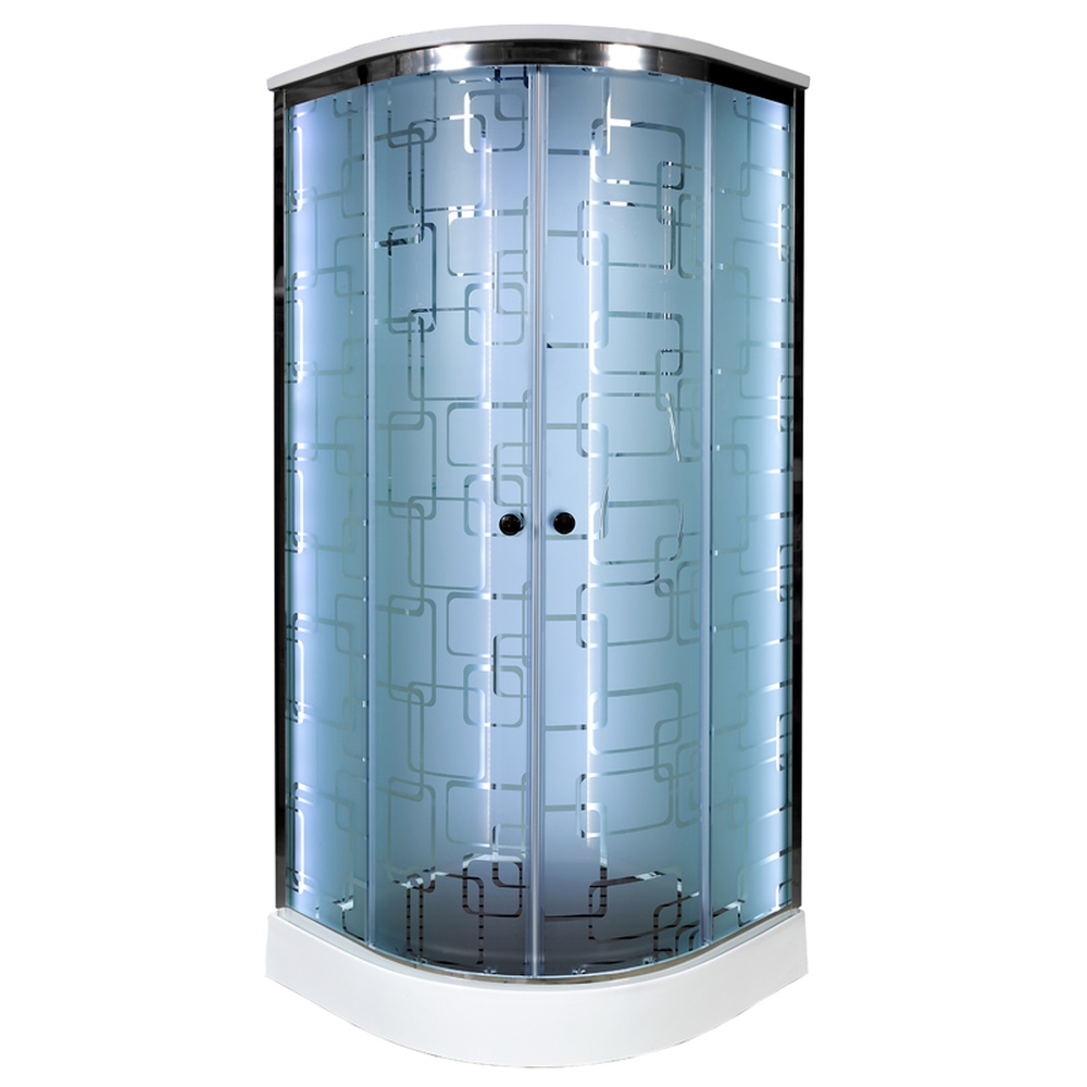 Душевая кабина DTO EM1580LED 80х80х220 см, стекло с узором, профиль глянцевый хром