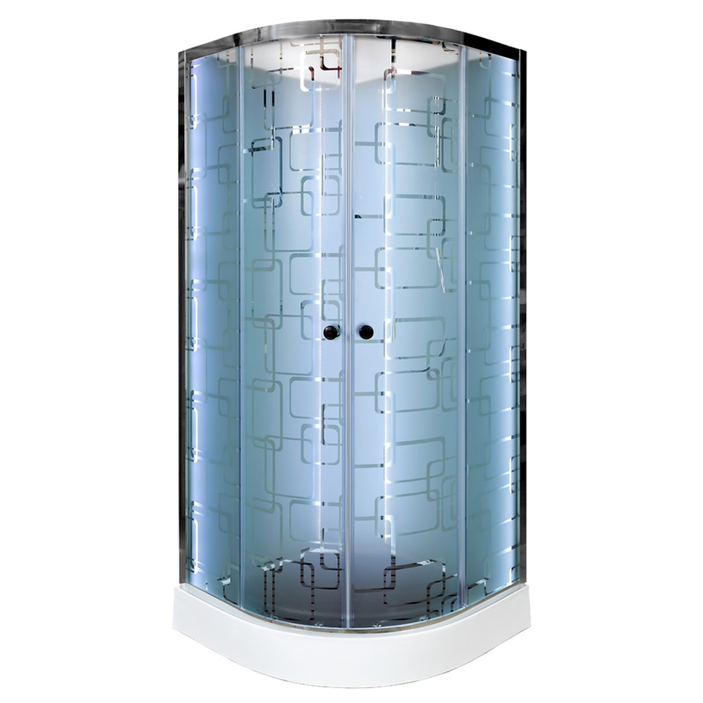 Душевая кабина DTO EM1580LED+GM 80х80х220 см, стекло с узором, профиль глянцевый хром