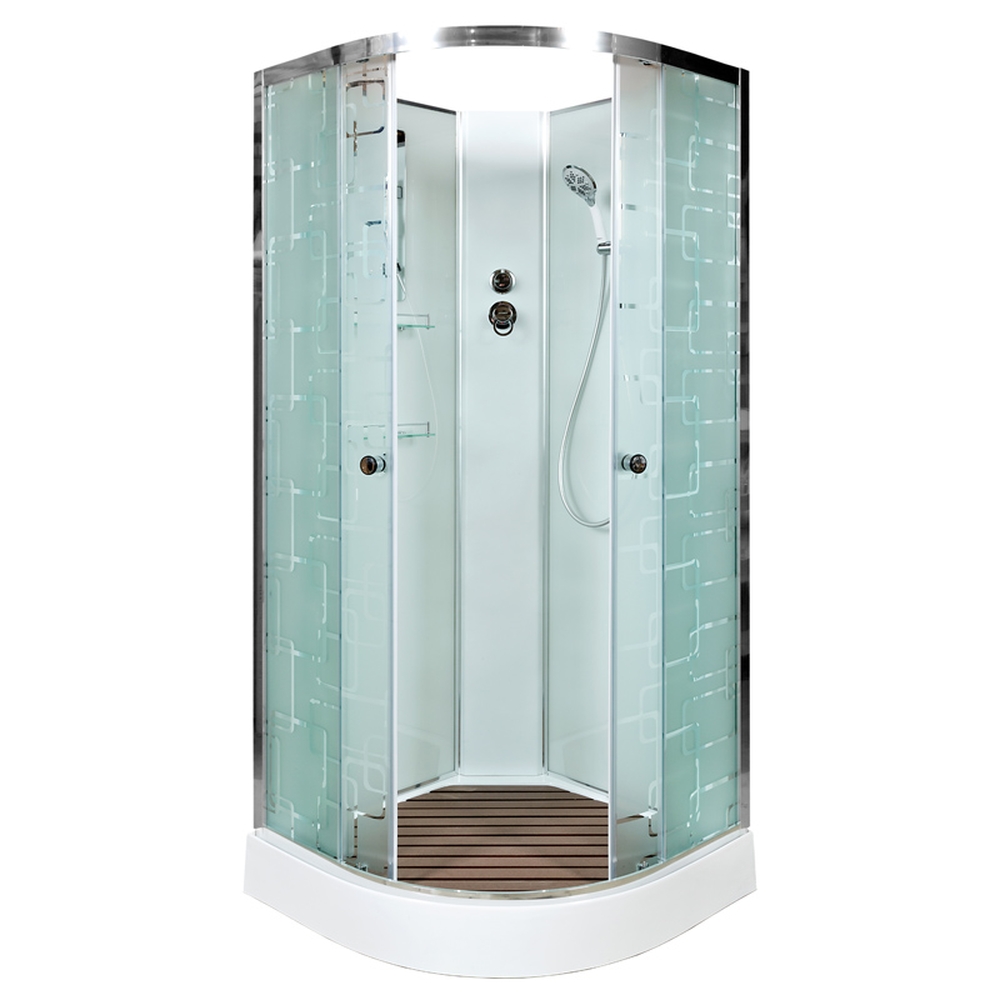 Душевая кабина DTO EM1580N 80х80х208 см, стекло с узором, профиль глянцевый хром