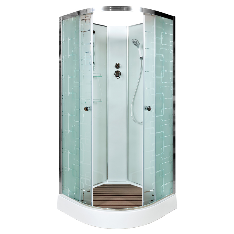 Душевая кабина AvaCan EM1510N, 100х100х208 см, стекло с узором, профиль белый