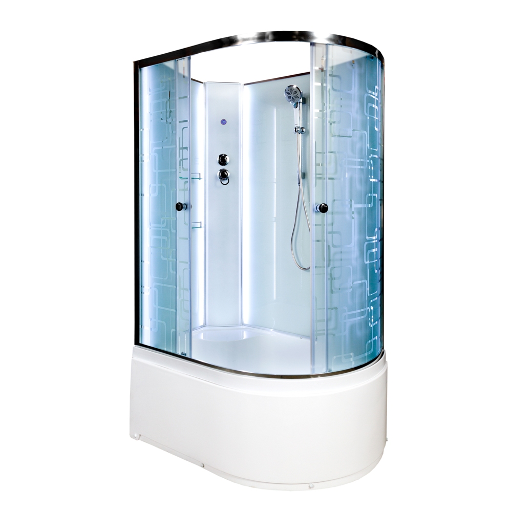 Душевая кабина AvaCan EM4511LNLED, 110х80х208 см, стекло с узором, профиль хром