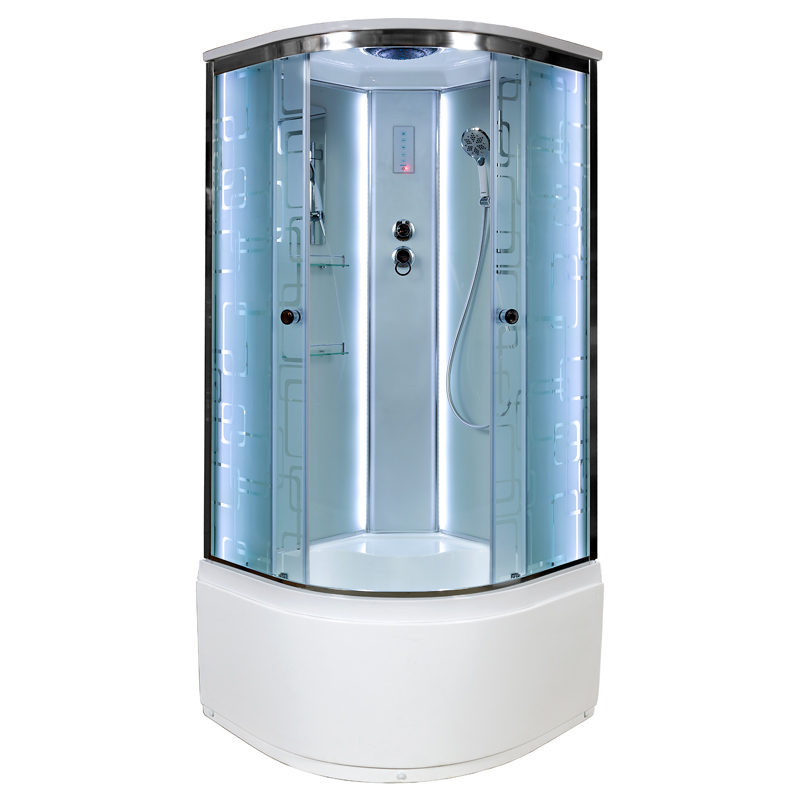 Душевая кабина AvaCan EM4580LED, 80х80х220 см, стекло с узором, профиль хром