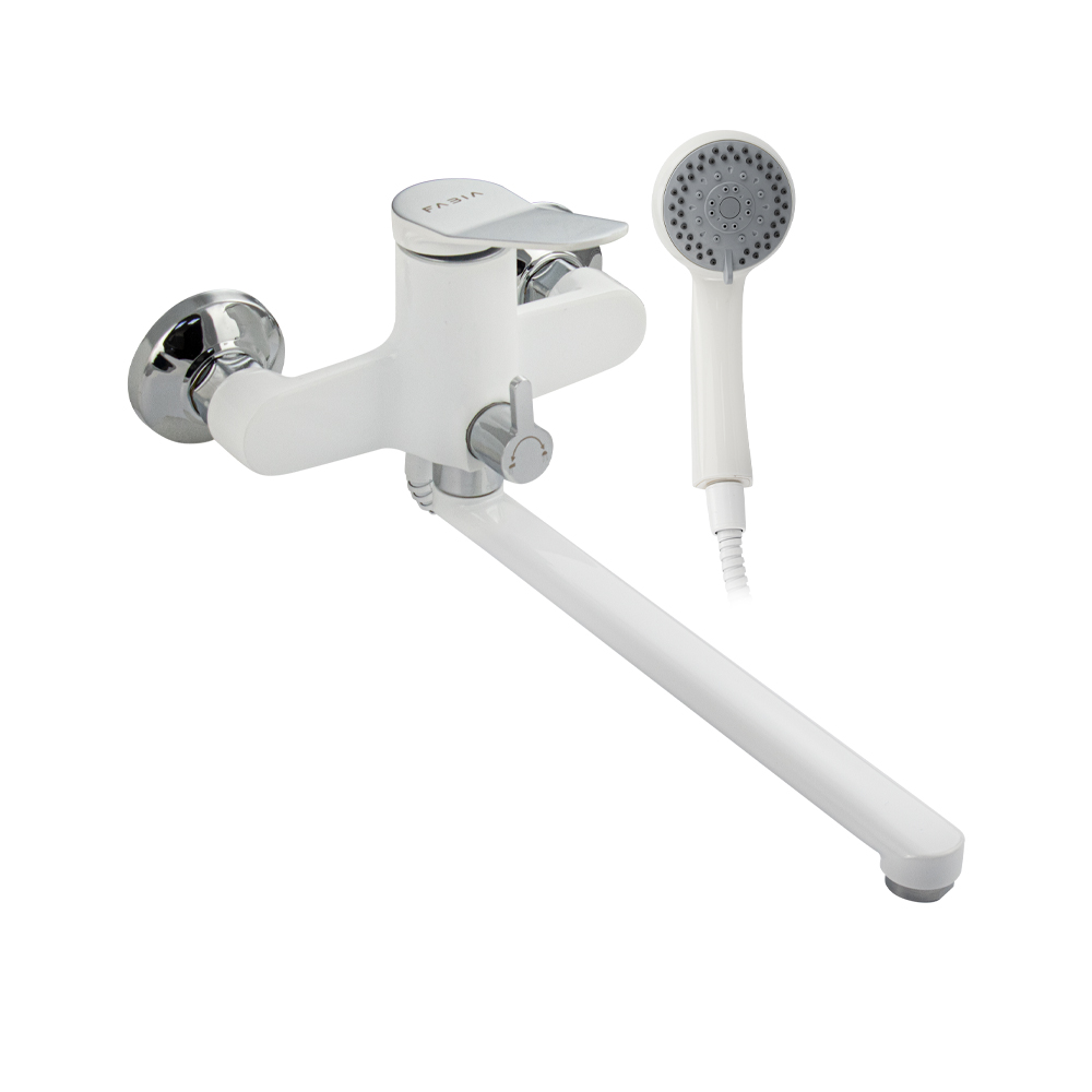 Смеситель для ванны с душем Fabia 9671 белый/хром